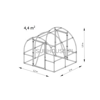 Tunel foliowy B2 [4,4 m2] 2 x 2,2 x 1,9 m z folią UV4